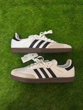 adidas Samba Off-White with Black Stripes and Brown Soles 100$!